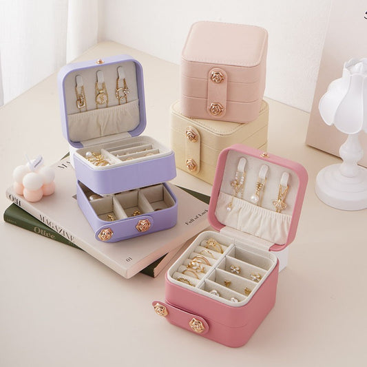 Jewelry box, travel jewelry storage box, earrings, rings, mini jewelry box, portable leather necklace gift box