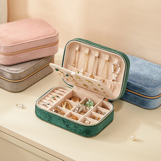 Velvet Jewelry Box, Portable Travel Jewelry Storage Box, Earring Ring Necklace Jewelry Box