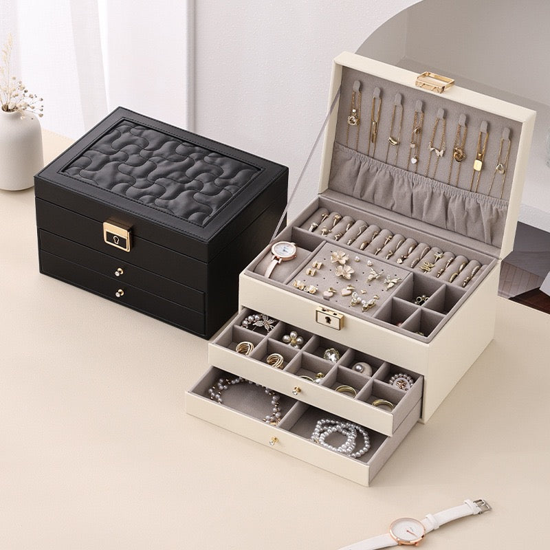 Large-capacity jewelry storage box, multi-functional drawer-style multi-layer jewelry box, necklace, ring, earring, and other jewelry storage box