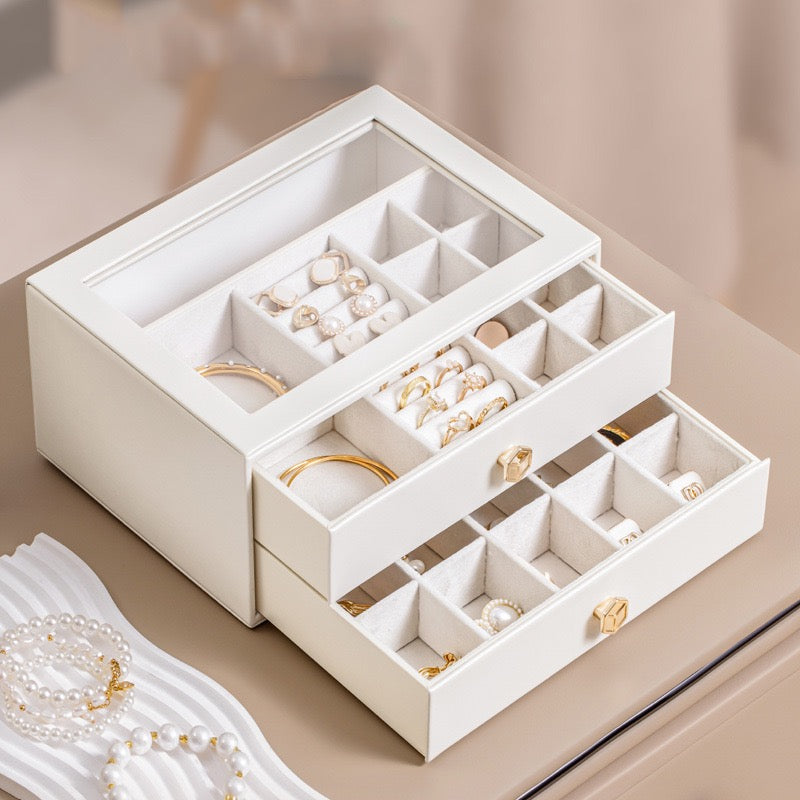 Large capacity multi-layer jewelry box for storing necklaces, rings, and other jewelry