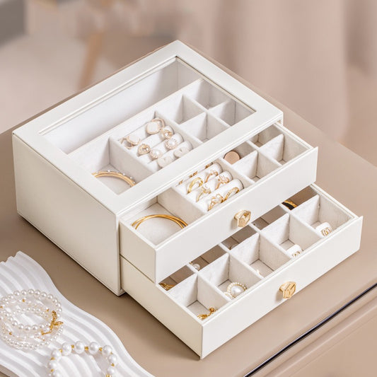 Large capacity multi-layer jewelry box for storing necklaces, rings, and other jewelry